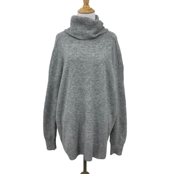 Peyton Jensen Tatum Tunic Sweater Women S Small Gray Turtleneck Pullover Stretch - Picture 3 of 16